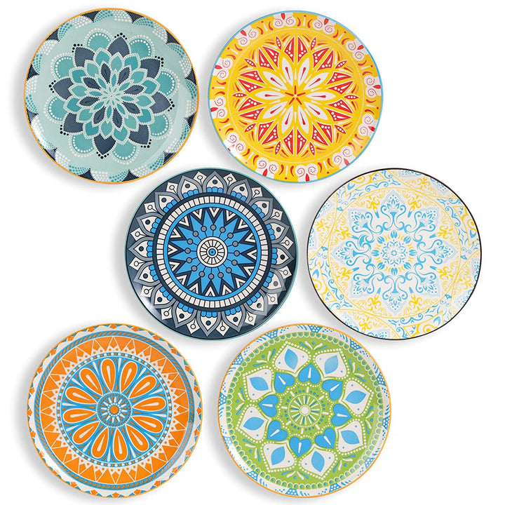 AHX Teller Set - Dessertteller Frühstücksteller- Flache Kuchenteller Salatteller 6er Set - Porzellan