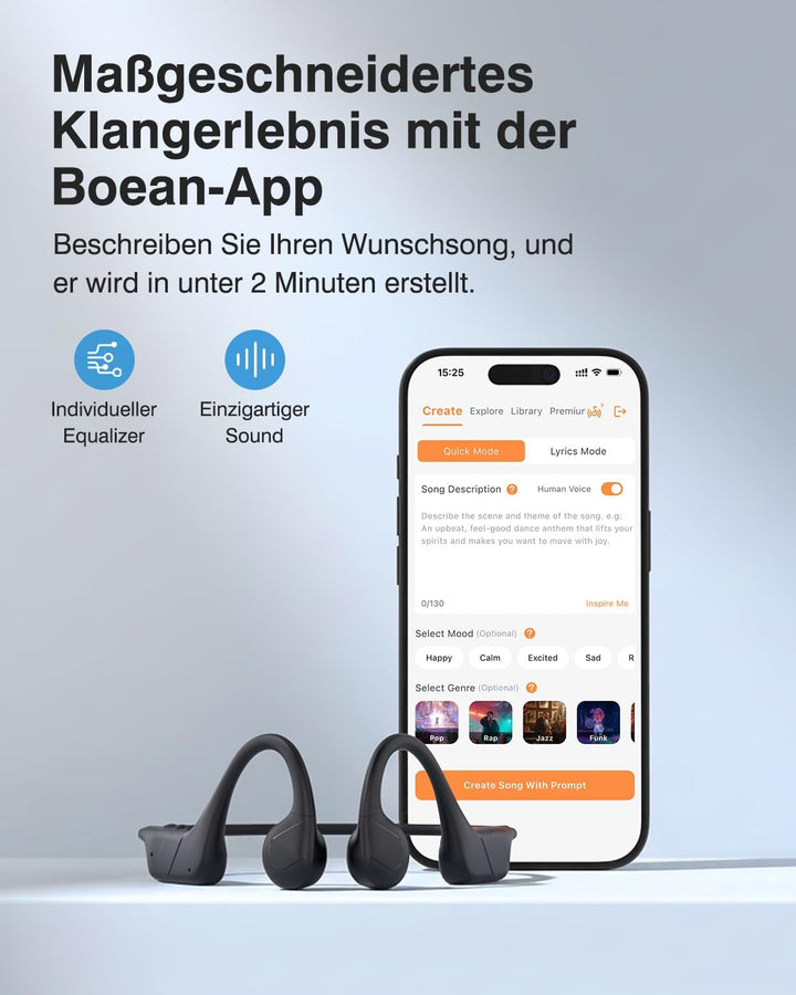 Knochenschall Kopfhörer Schwimmen Bluetooth 6.0, 32GB Speicher | IPX8 Wasserdichter Kopfhörer mit MP