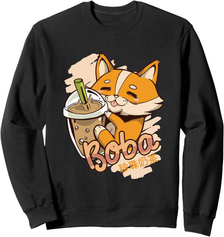 Süsser Corgi Hund mit Boba Bubble Tea Sweatshirt