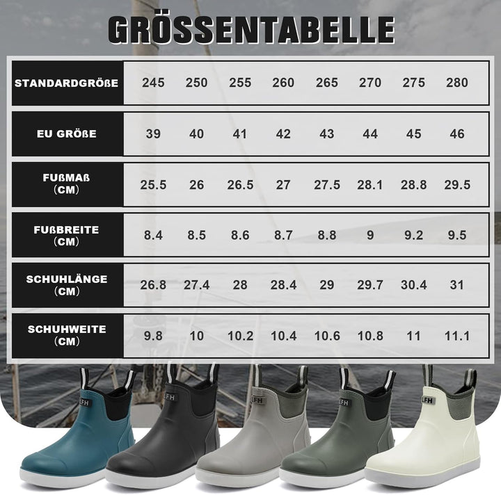 Jesindr Gummistiefel Herren, Protective Wasserdicht Anti-Rutsch Stiefeletten, Atmungsaktiv Schwarz C