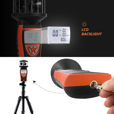 Digital Wind Cup Anemometer, Handheld Windmesser XF-878 Hoher Genauigkeit Wind Gauge Misst MAX/MIN/A