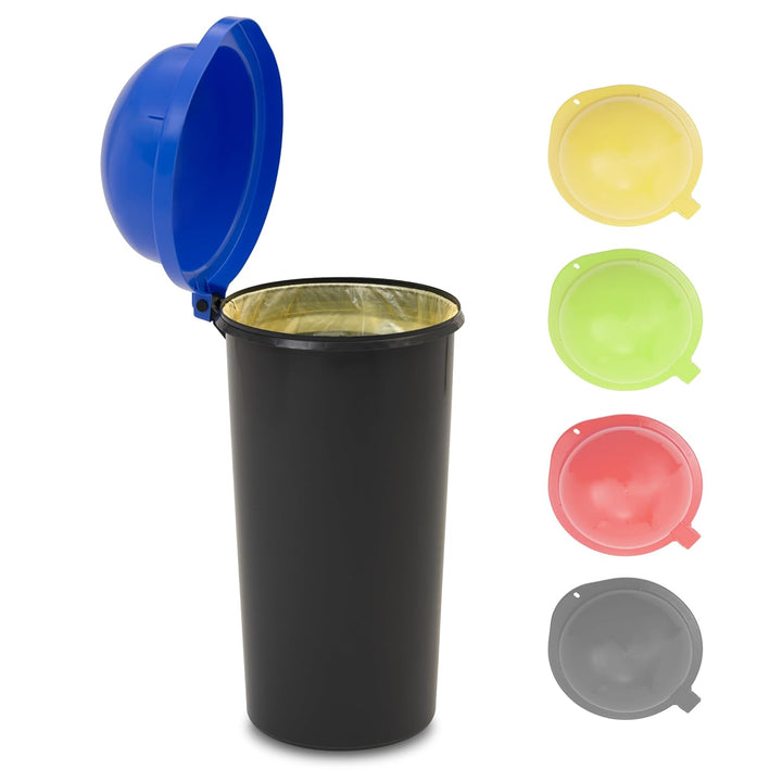 KUEFA HD 60L Müllsackständer, Mülleimer mit Scharnierdeckel und Klemm-Ring Gelber Sack, stabil, stra