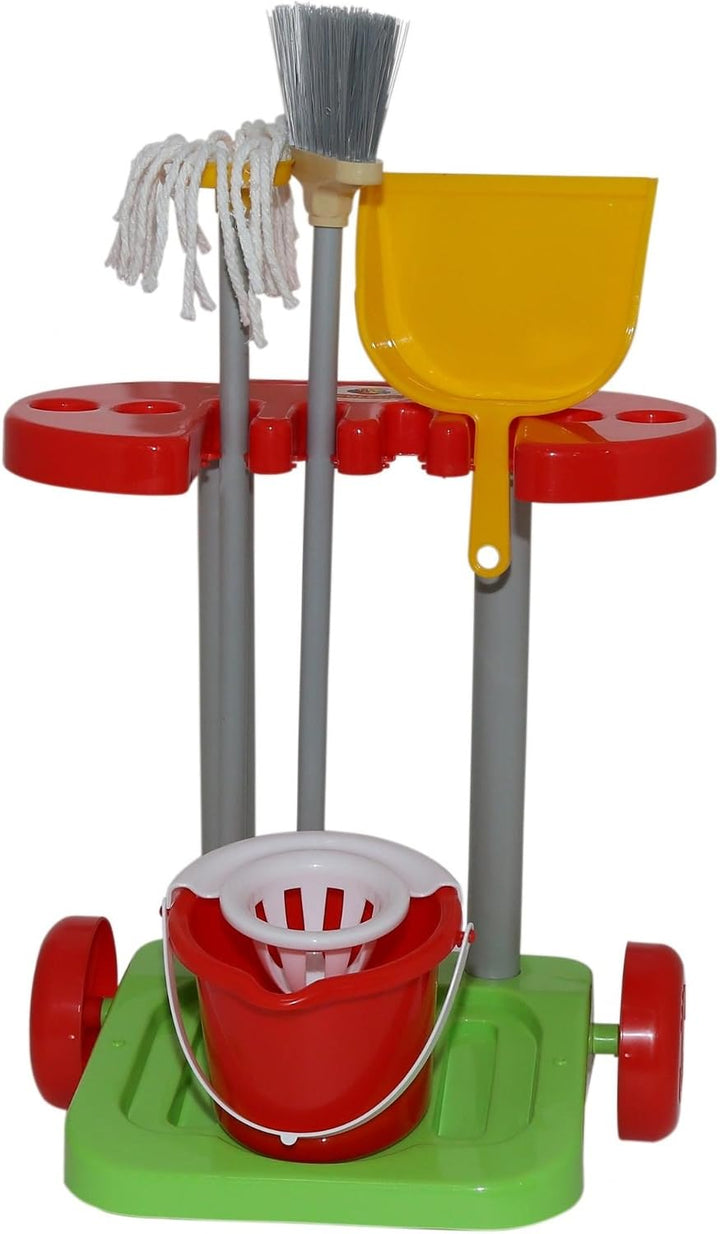Coloma Putztrolley Reinigungswagen Putzwagen Eimer Sieb Besen Wischmop Kehrblech
