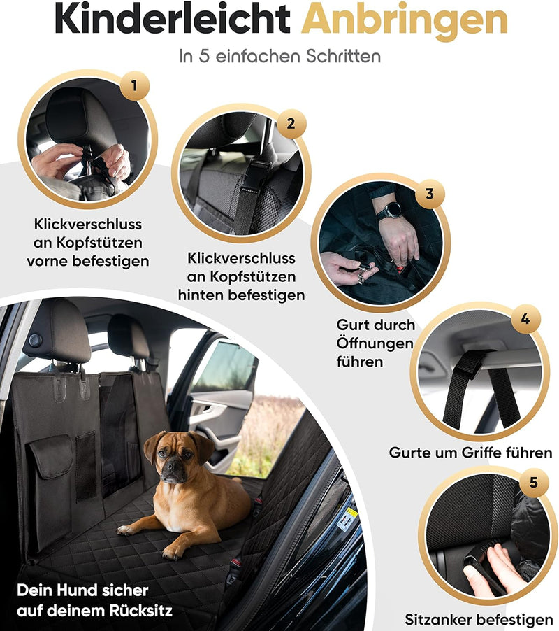 Heldenwerk Autoschondecke Hund Rücksitz wasserdicht & kratzfest - Universal Hundedecke für Auto Rück