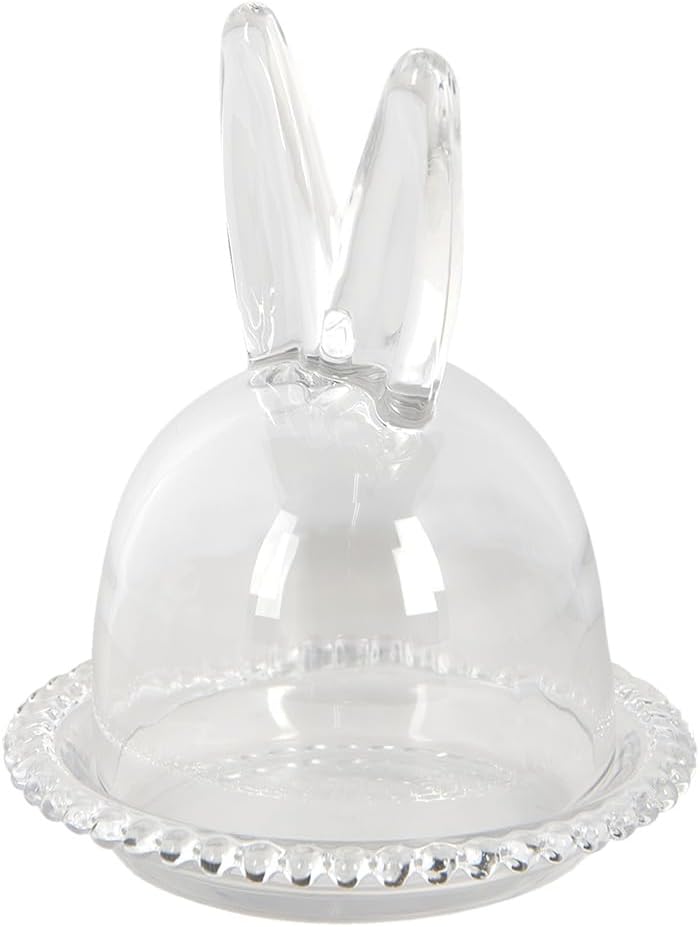 Clayre & Eef Glocke Kaninchen Ø 14x16 cm Glas Glasglocke