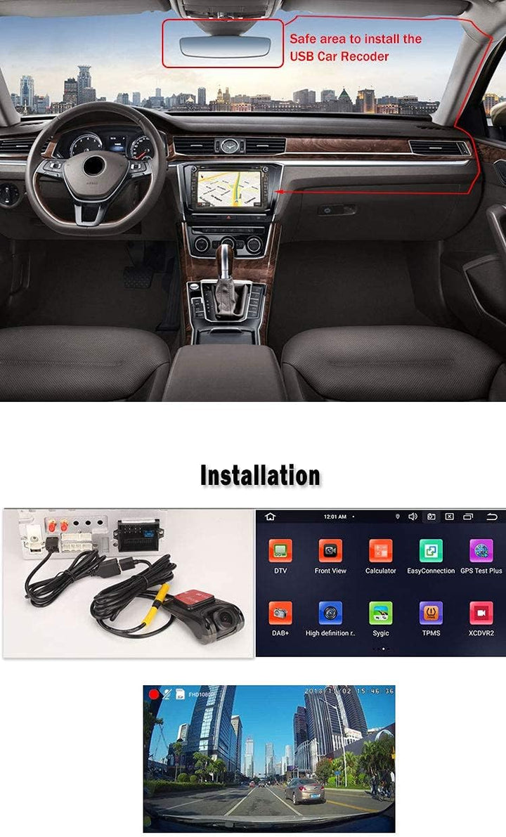 ERISIN HD 1080P 150° Weitwinkel Mini Auto Dashcamera Wasserdicht USB Dashcam Auto DVR Recorder Nacht