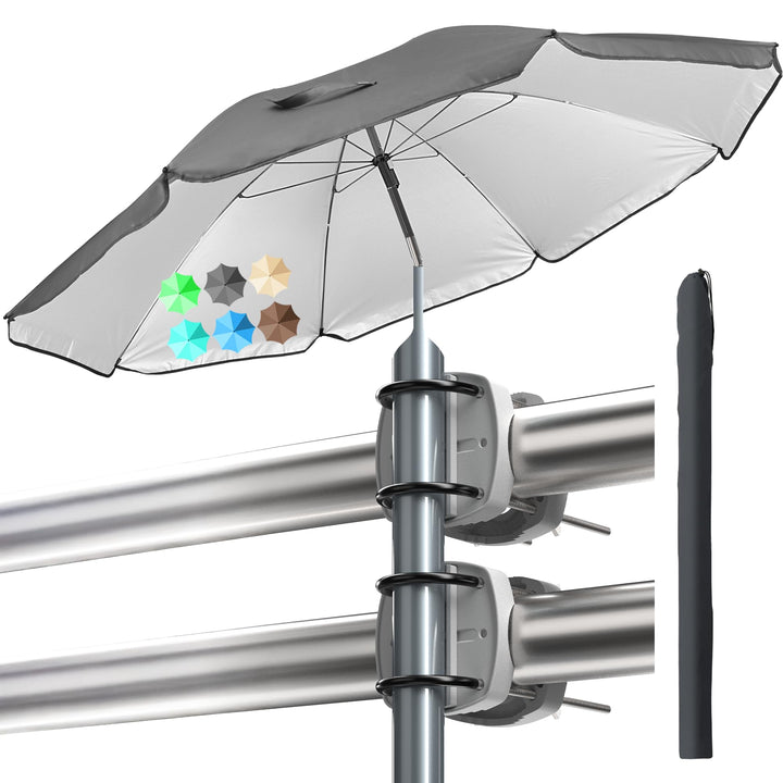 4smile Sonnenschirm Balkon SunnyJoy im 4er-Set - UPF 50+ Balkon Schirm + 2 x Sonnenschirmhalter Balk
