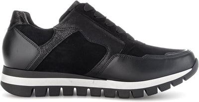 Gabor Damen Low-Top Sneaker, Frauen Halbschuhe,Wechselfussbett,Komfortweite (H) 40 EU Weit Schwarz 3