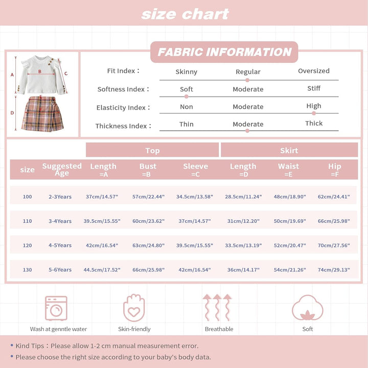 Miipat Kleinkind Mädchen Kleidung Set Mädchen Outfits Set Lange Ärmel Pullover Tops mit Mini Rock Se