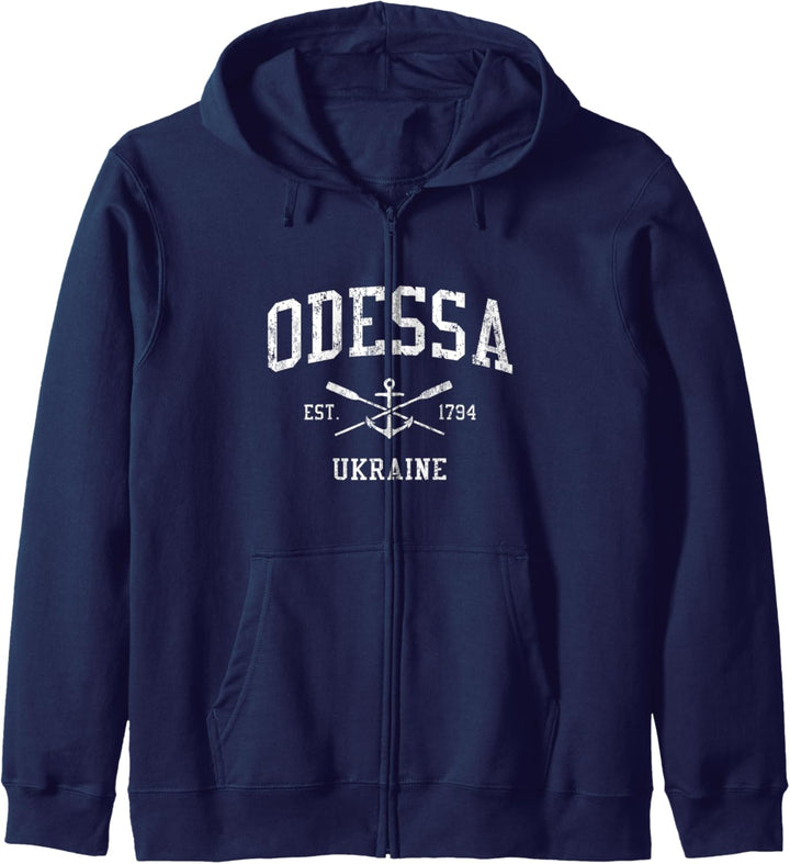 Odessa Vintage gekreuzte Ruder & Bootsanker Sport Kapuzenjacke