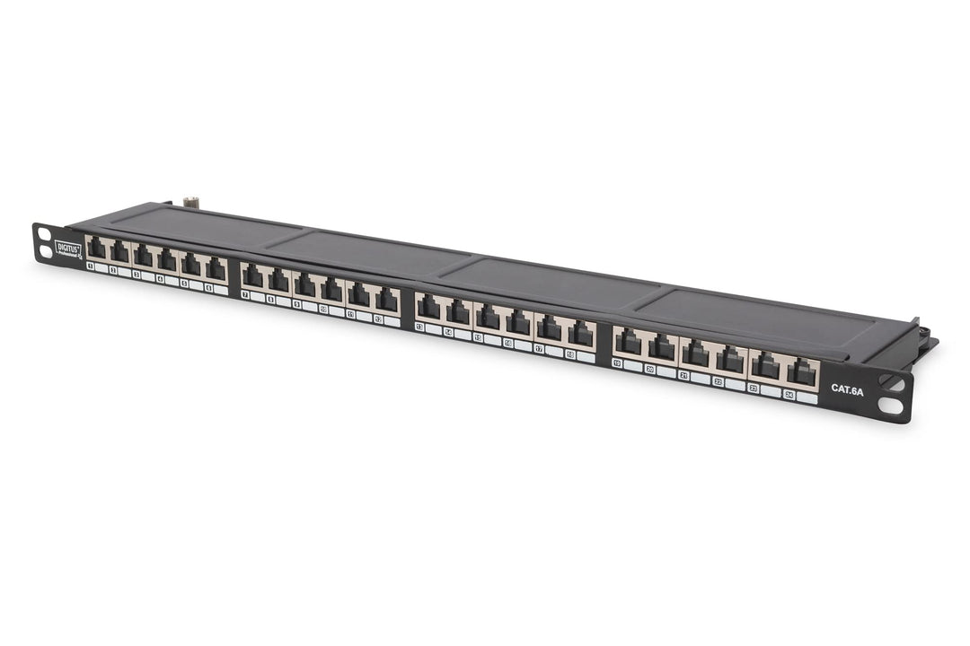 DIGITUS Patchpanel - 19-Zoll - Cat-6 - 24-Port RJ45 - Geschirmt - LSA Patch-Feld - Rack-Montage 0.5H