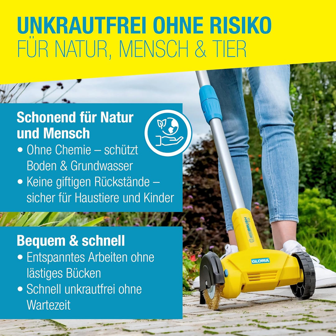 GLORIA Fugenreiniger WeedBrush | Elektrischer Fugenkratzer | Unkrautbürste | Zwischen Terrassenplatt
