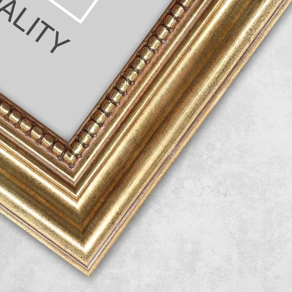 Mende Frames Bilderrahmen Antik 30x45cm I Farbe: Gold I Holzbilderrahmen I Fotorahmen I Goldener Bar