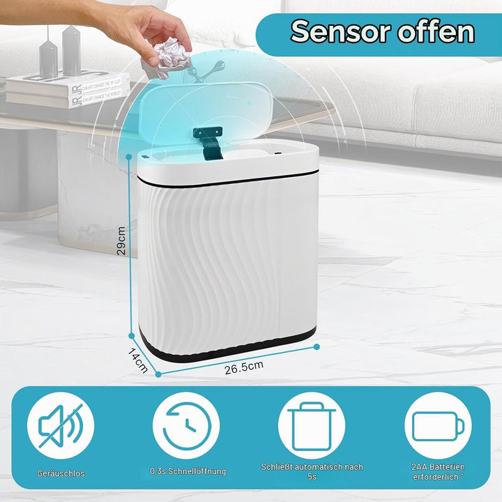 Badezimmer Mülleimer mit Deckel 8L Sensor Mülleimer, Wasserdichter Mülleimer Smart Mülleimer mit Sof