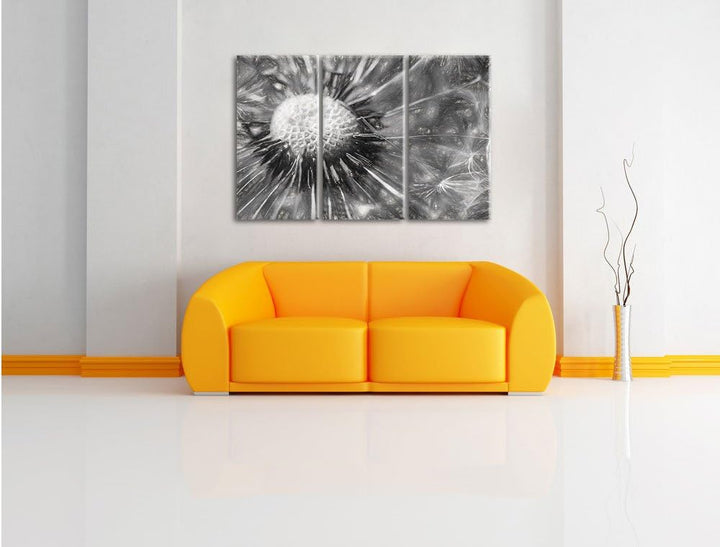 Pixxprint Pusteblume als Leinwandbild/Grösse: 3 Teilig (120x80) cm/Wandbild/Kunstdruck/fertig bespan