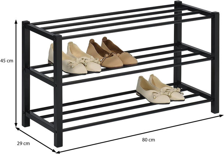 IDIMEX Schuhregal NAVAN Metall Schwarz, robuste Schuhbank mit 3 Ablagen, platzsparende Schuhkommode,