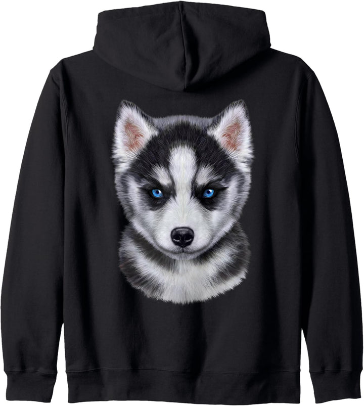 Siberian Husky Hündchen Gesicht Kapuzenjacke