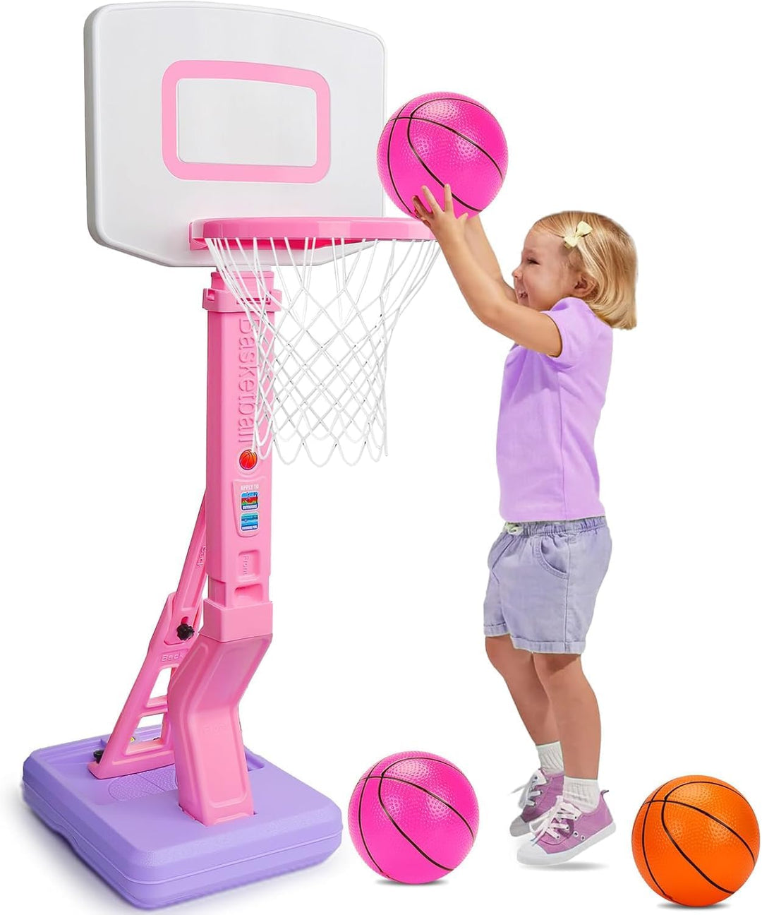 Basketballkorb Kinder Indoor Outdoor Spielzeug ab 2 3 4 Jahre, Höhenverstellbarer Basketballkorb 70-