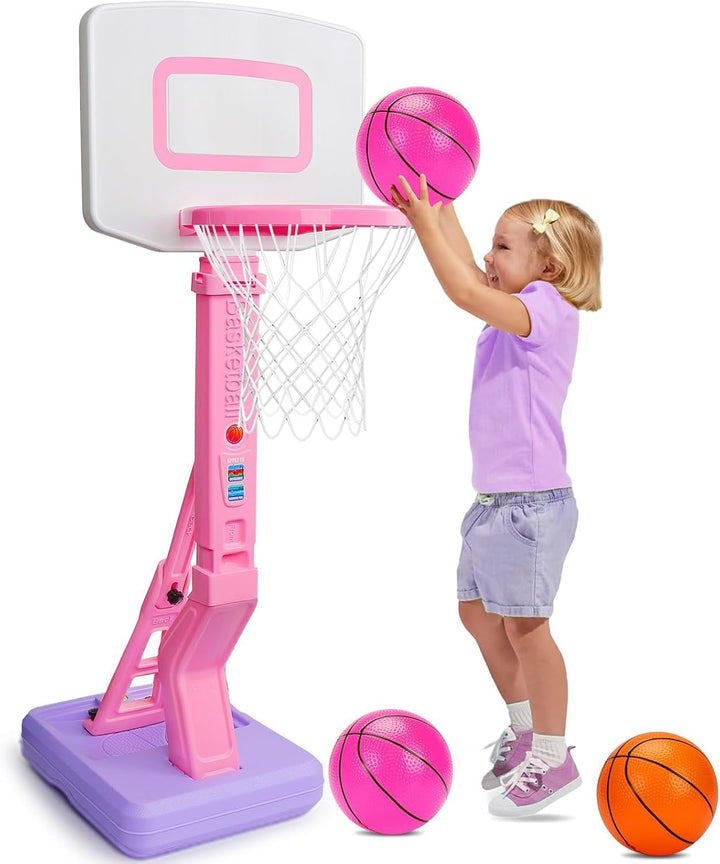 Basketballkorb Kinder Indoor Outdoor Spielzeug ab 2 3 4 Jahre, Höhenverstellbarer Basketballkorb 70-