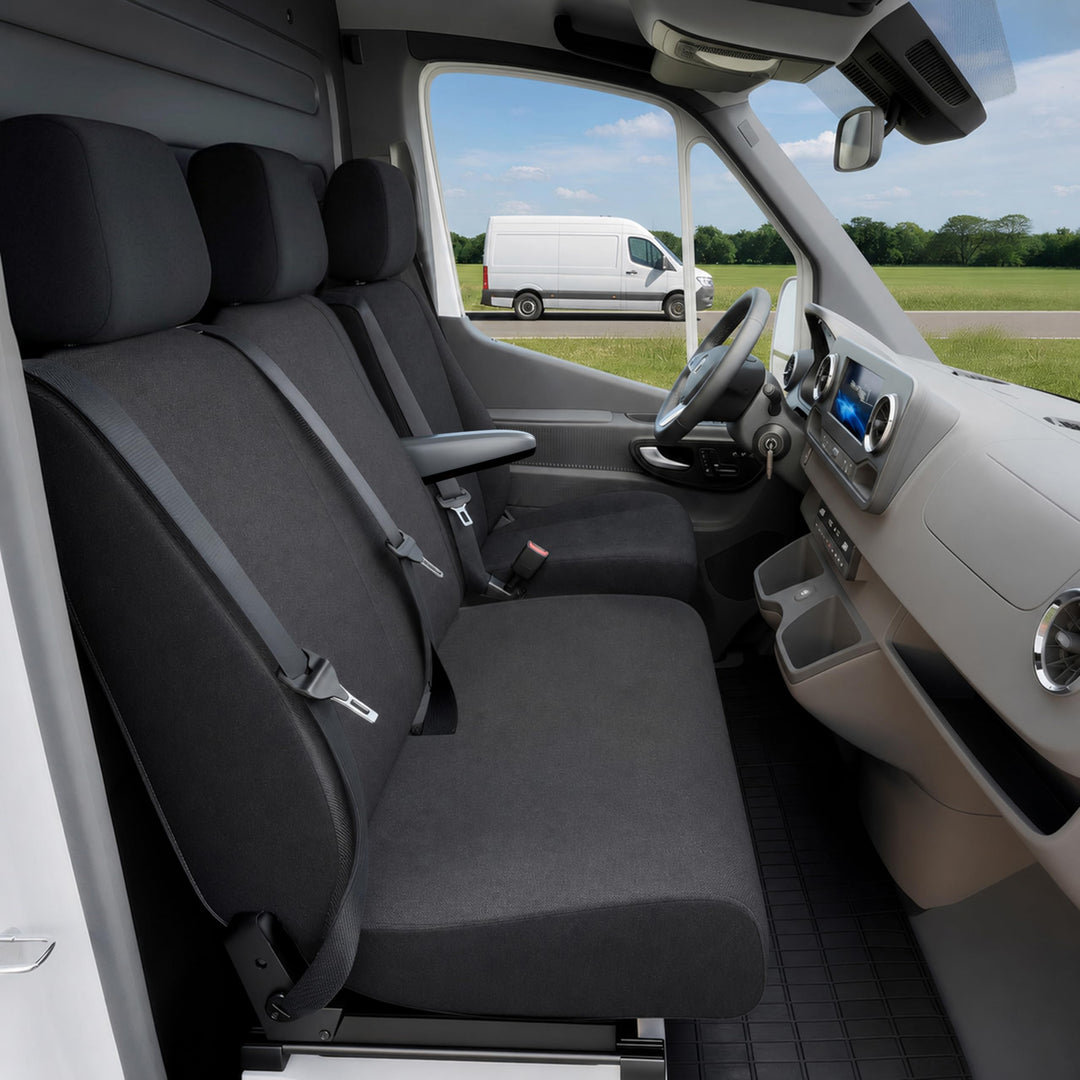 Walser Transporter Sitzbezüge Auto kompatibel mit Mercedes Sprinter, VW LT, Einzelsitz Armlehne inne