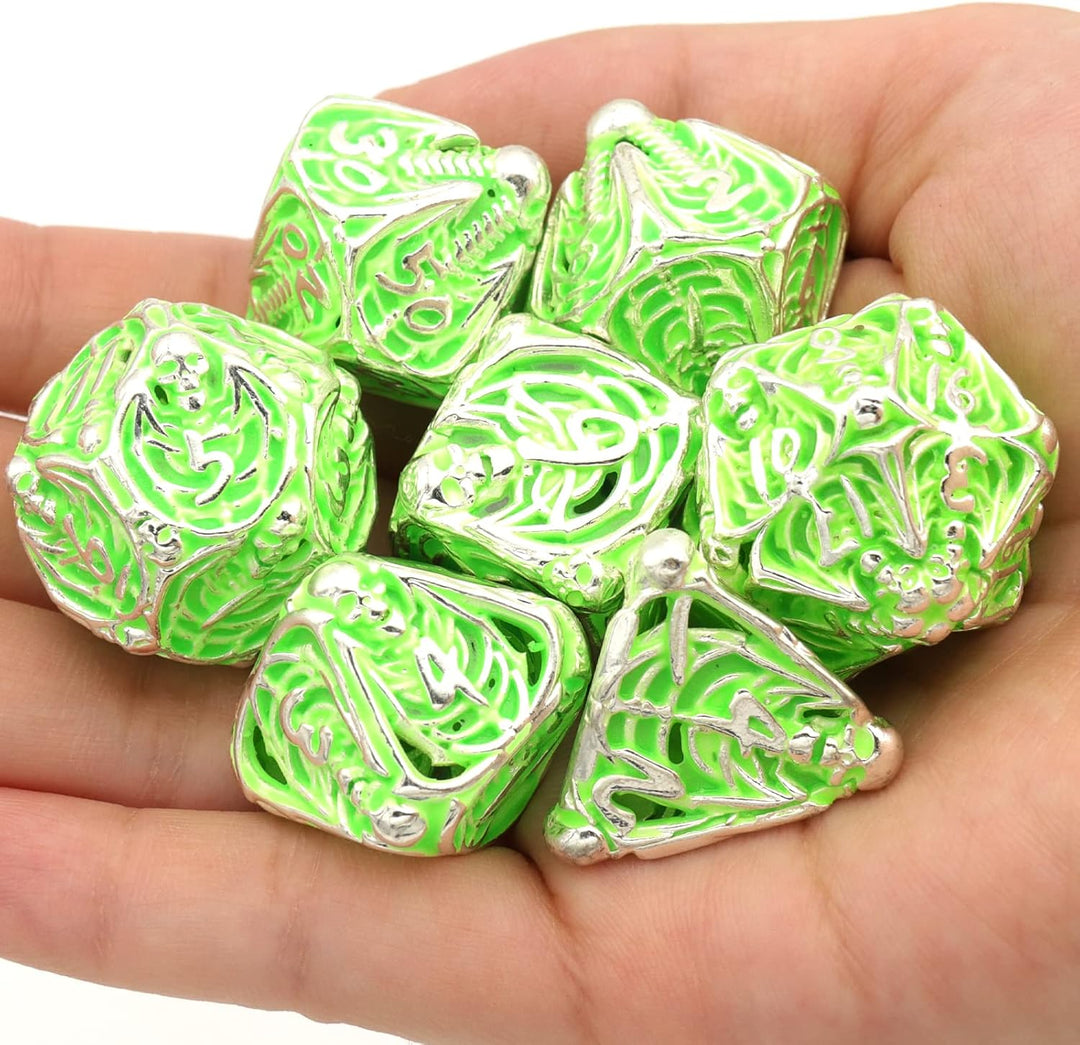 DND Würfel Polyedrische Rollenspiel Würfelset Fluoreszierende Skelette Würfel, Spielwürfel Dungeons