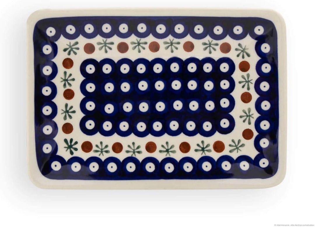 Bunzlauer Keramik Sushi-Teller klein 21,7x15x2,5 cm, Dekor 41