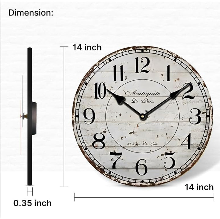 Wanduhr küchenuhr Vintage Shabby CHIC Antik Nostalgie Rustikale Quarzuhr aus MDF mit lautlosem Uhrwe