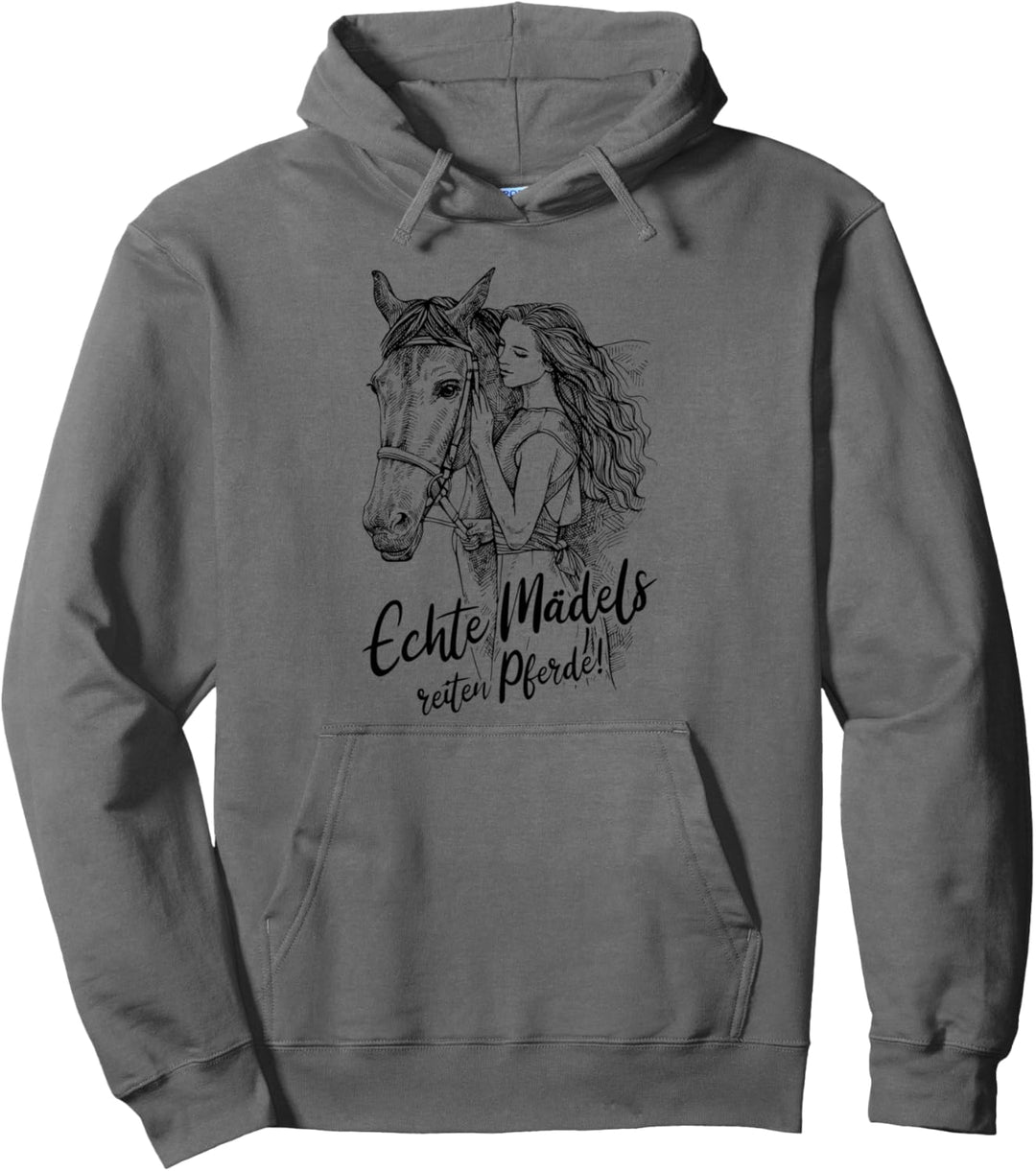 Echte Mädels Reiten Pferde Witziger Pferdespruch Pferd Pullover Hoodie