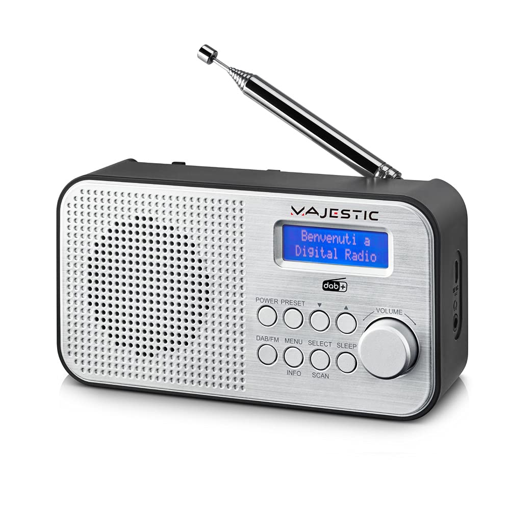 Majestic RT 194 DAB - Tragbares DAB/DAB+/FM LCD-Display, wiederaufladbarer Akku, Kopfhörerausgang, Z