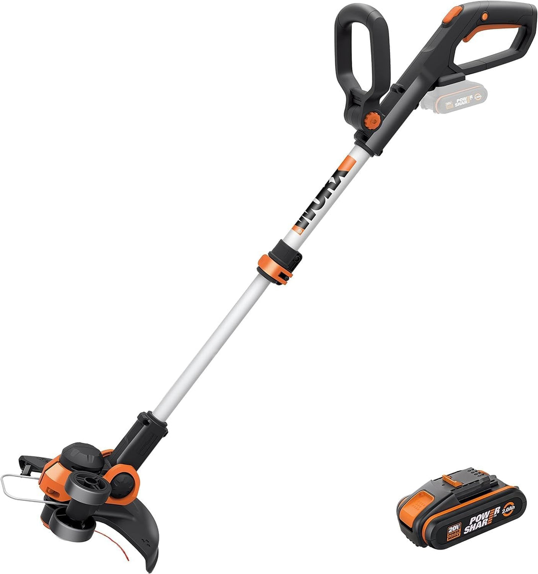 WORX 18V Akku Rasentrimmer, 2-in-1 Rasentrimmer mit 90° drehbarer Trimmerkopf, 30cm Schnittdurchmess