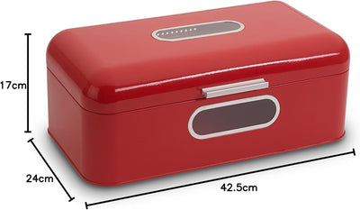 Echtwerk Brotkasten, Retro-Brotbox aus Metall mit Sichtfenster, Platzsparende Aufbewahrungsbox, Brot