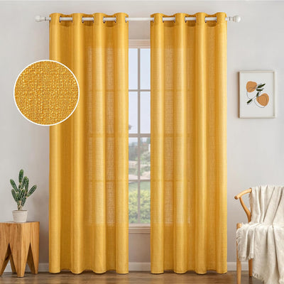 MIULEE 2er Set Voile Vorhang Sheer Leinenvorhang mit Ösen Transparente Unregelmässige Textur Gardine