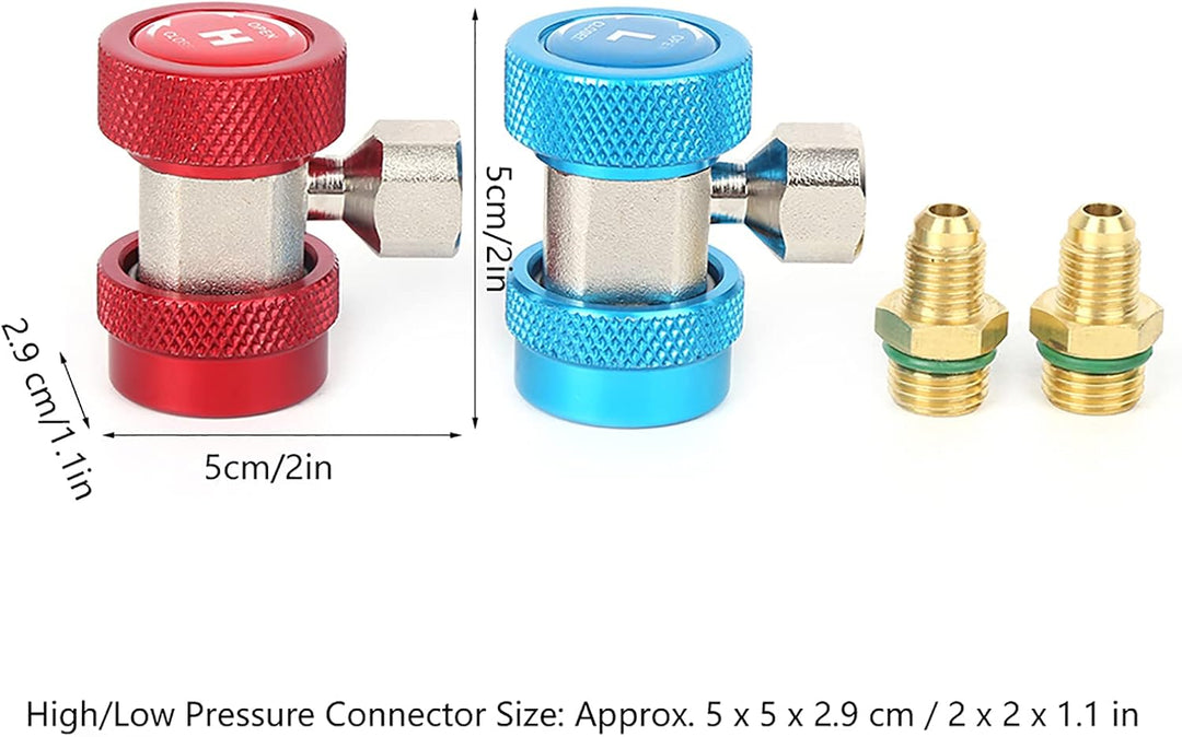 2 Stück R134A Schnellkupplungs Adapter, Klimaanlage Verstellbare Schnellkupplungsadapter, AC Schlauc