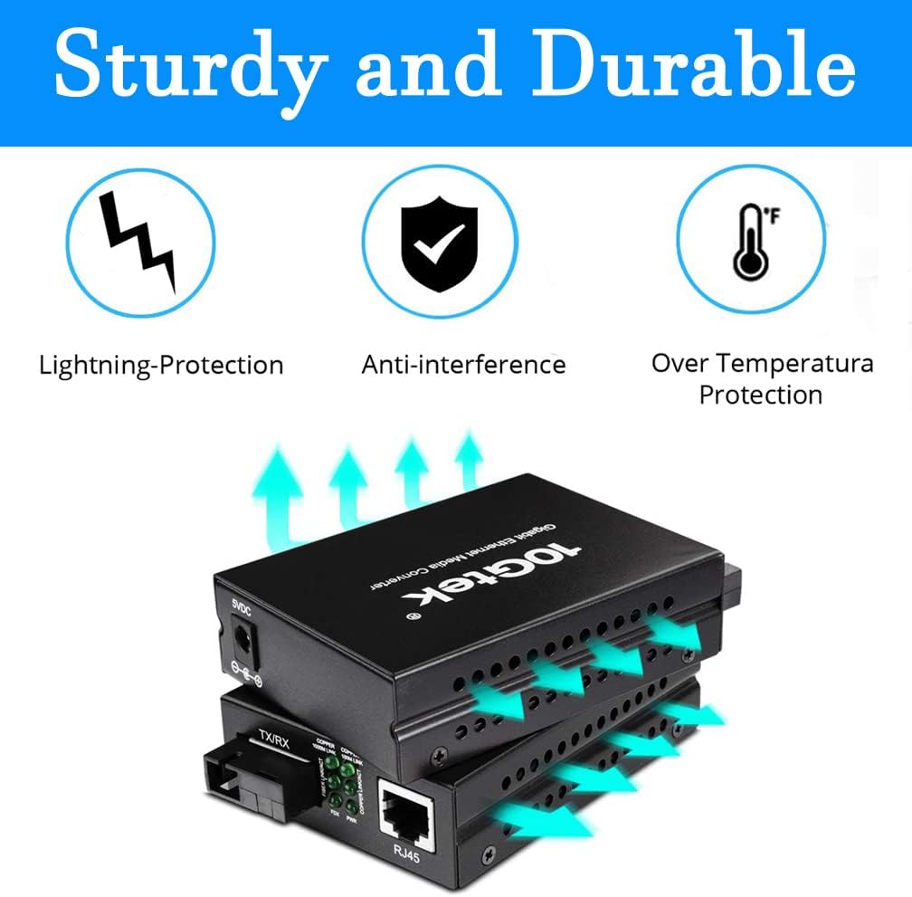 H!Fiber.com EIN Paar Gigabit Ethernet LWL Medienkonverter, Built-in Bidi Singlemode Simplex SC Trans