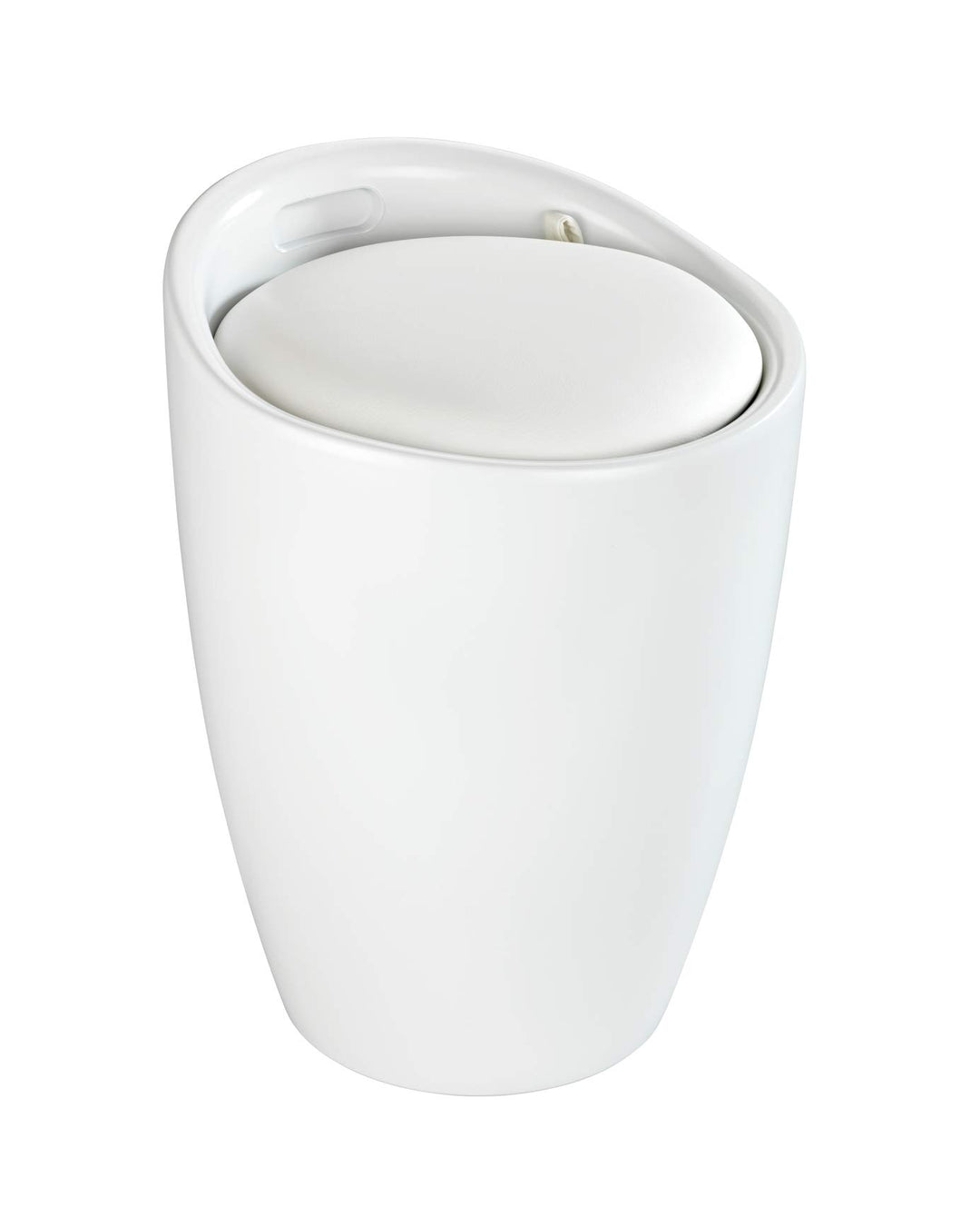 WENKO Badhocker Candy Weiss matt, Sitzgelegenheit, Hocker mit Stauraum für das Badezimmer und Wohnzi