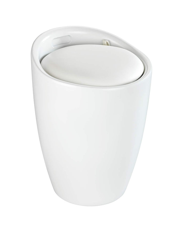WENKO Badhocker Candy Weiss matt, Sitzgelegenheit, Hocker mit Stauraum für das Badezimmer und Wohnzi
