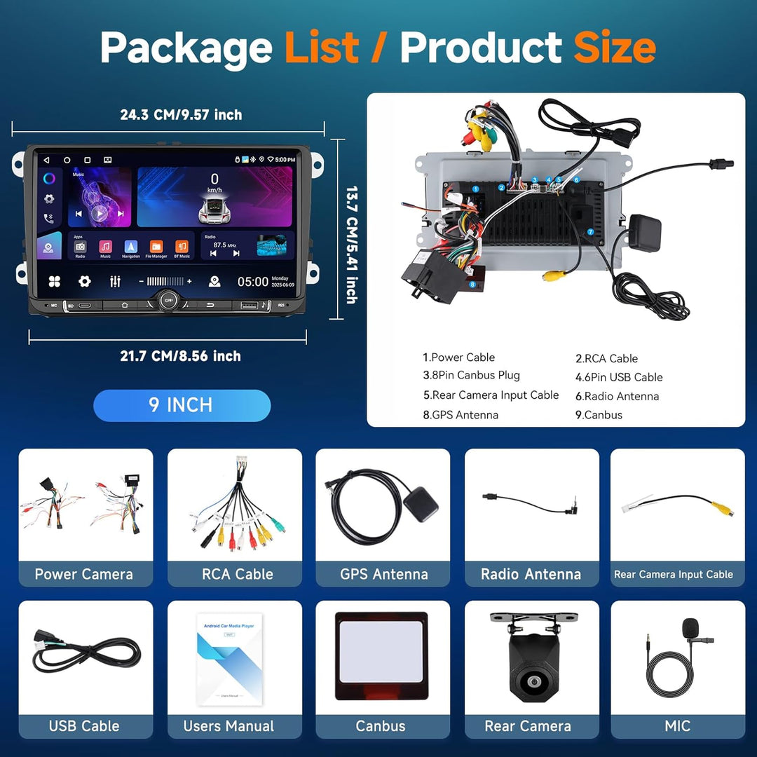 Hodozzy 4G+64G Android Autoradio für VW Seat Altea Toledo Leon Skoda Fabia Passat mit Wireless Carpl