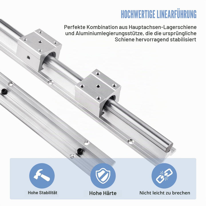 CNCMANS Linearführung Linearschiene 2Stück SBR12-500mm Edelstahl Führungsschiene mit 4Stück SBR12UU