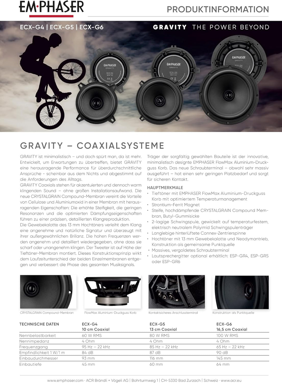 EMPHASER ECX-G4 – 10 cm / 4“ Auto Lautsprecher, Koaxial System für PKWs und Reisemobile, Sound Syste