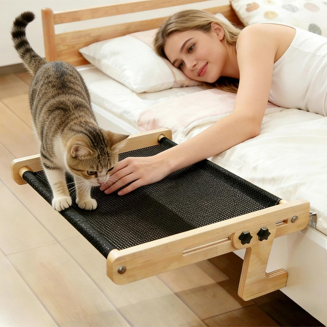 Katzenbett Hängematte - Holz Katzenmöbel Hängematte Indoor - Fensterbank-Bett mit Hängefunktion - Fü