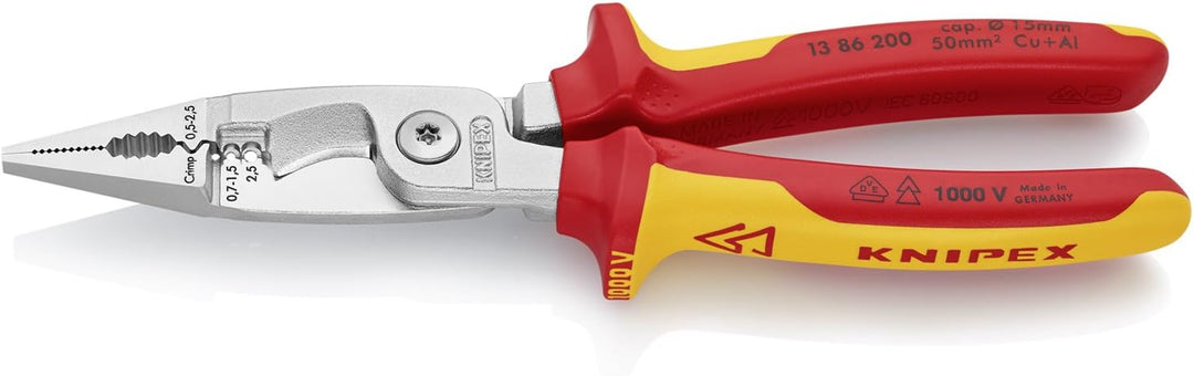 KNIPEX Elektro-Installationszange 1000V-isoliert (200 mm) 13 86 200 &amp; ErgoStrip Universal-Abmantelun