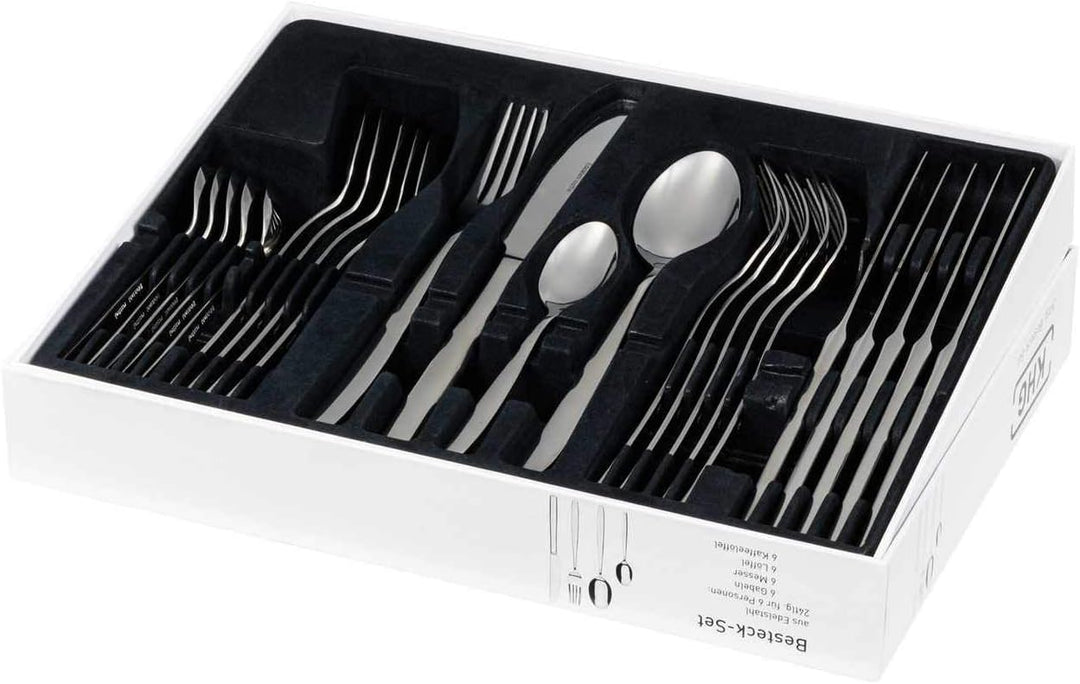 KHG Besteckset 24 tlg für 6 Personen, Edelstahl 18/0 Rostfrei & Langlebig Essbesteck für jeden Anlas