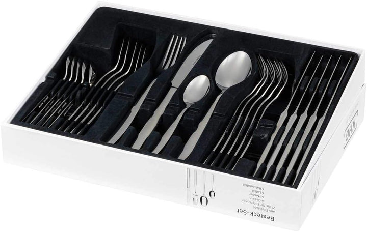 KHG Besteckset 24 tlg für 6 Personen, Edelstahl 18/0 Rostfrei & Langlebig Essbesteck für jeden Anlas