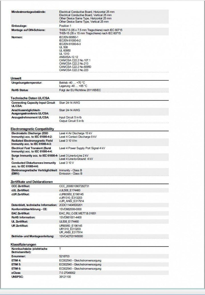 abb-entrelec 1svr427032r0000 – Netzteil cp-e 24/2.5