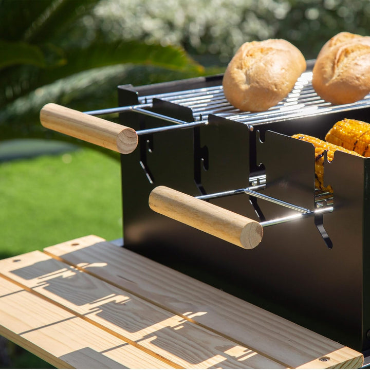 AKTIVE 52975 Holzkohle- und Holzkohlegrill mit doppeltem Grill, 100,5 x 40 x 88,5 cm, 3 höhenverstel
