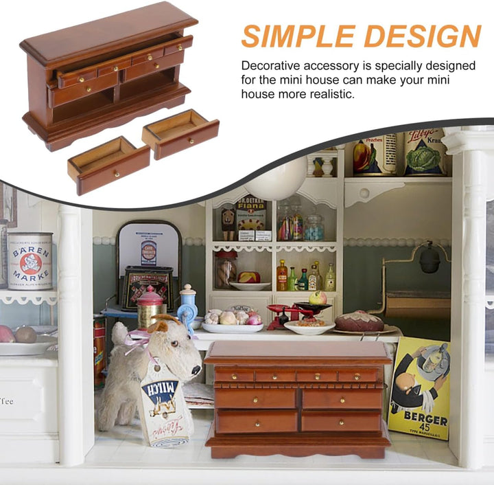 TOYANDONA Mini Möbel Tv-Schrank Holz Puppenhaus Zubehör Kommode Nachttisch 1:12 Massstab DIY Miniatu