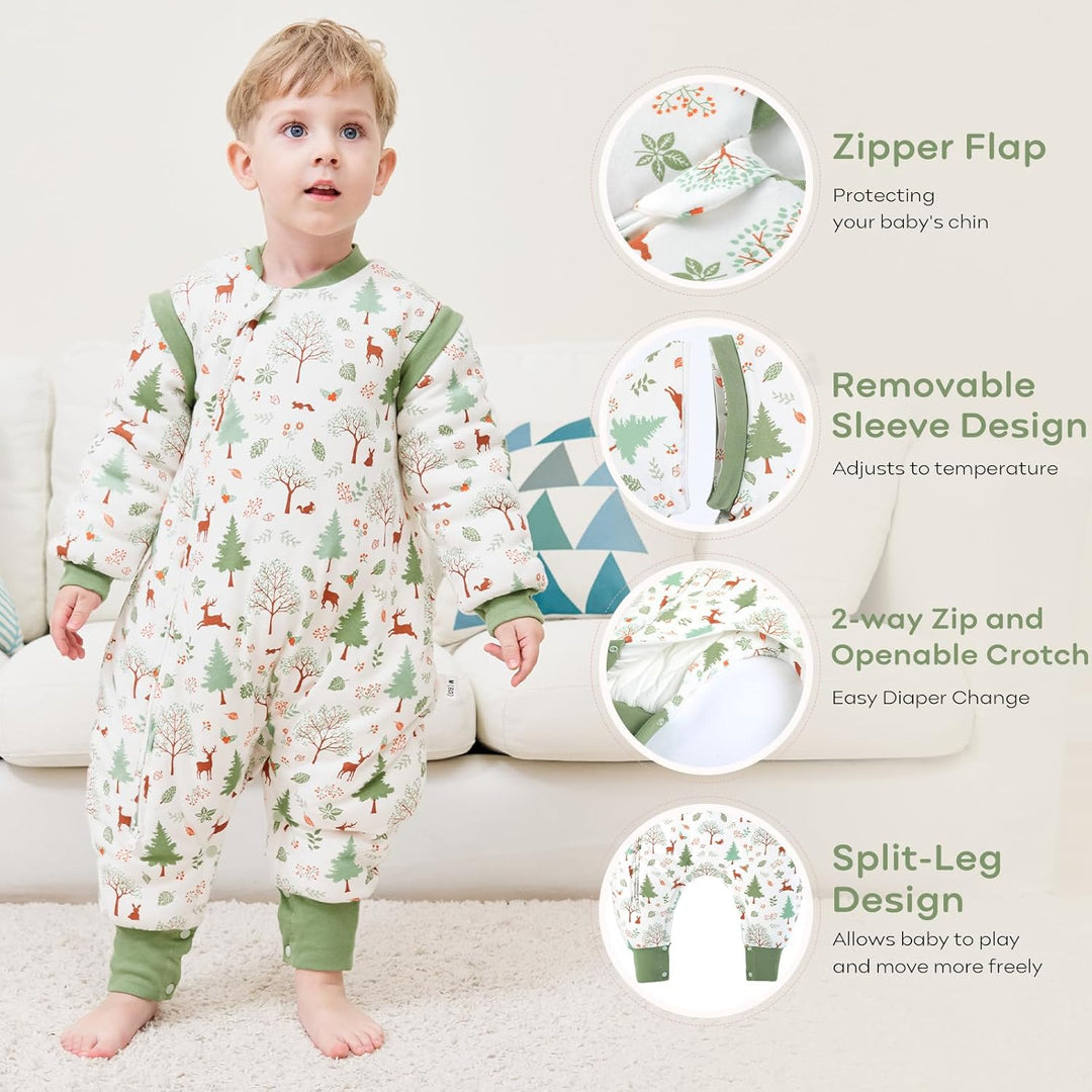 Looxii Baby Schlafsack Winter mit Füssen Baumwolle Winterschlafsack 3.0 Tog Warm Babyschlafsack mit