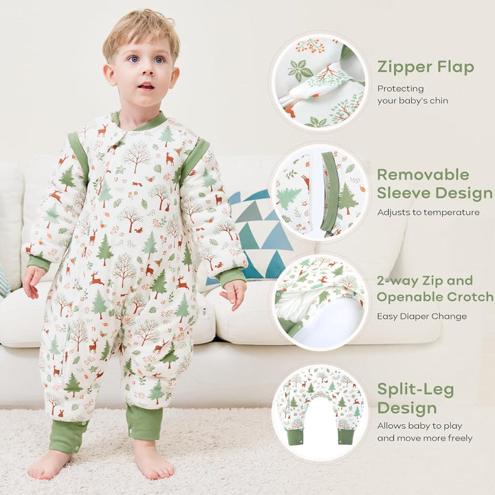 Looxii Baby Schlafsack Winter mit Füssen Baumwolle Winterschlafsack 3.0 Tog Warm Babyschlafsack mit