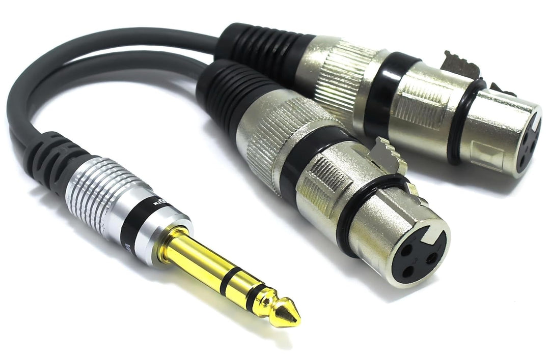 2x XLR Buchse auf 6,3mm Stereo Klinke Adapter Mikrofon 3 Polig auf 6.3 TRS Klinkenstecker Audio Kabe