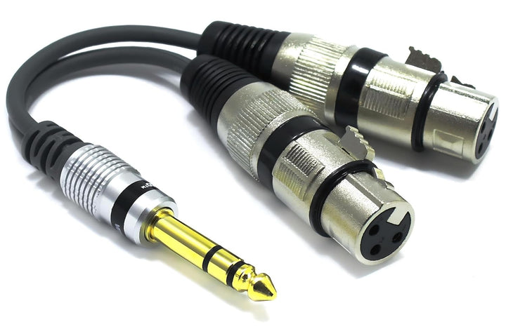 2x XLR Buchse auf 6,3mm Stereo Klinke Adapter Mikrofon 3 Polig auf 6.3 TRS Klinkenstecker Audio Kabe